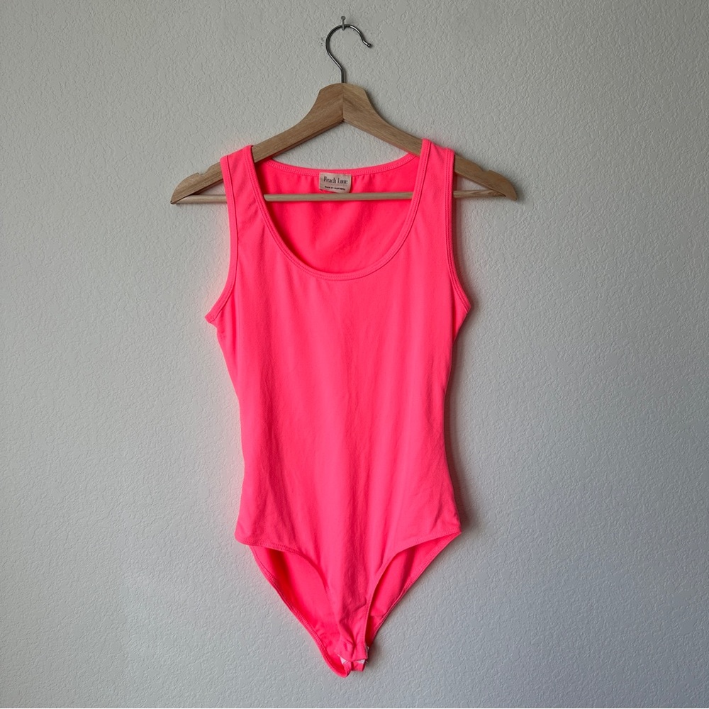 Peach Love California Neon Pink Sleeveless Scoop Neck Bodysuit